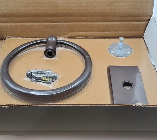 Emtek 2808020 Modern 6-1/2 Inch Towel Ring Brown Bathroom Disk Rosette New - Picture 2 of 5