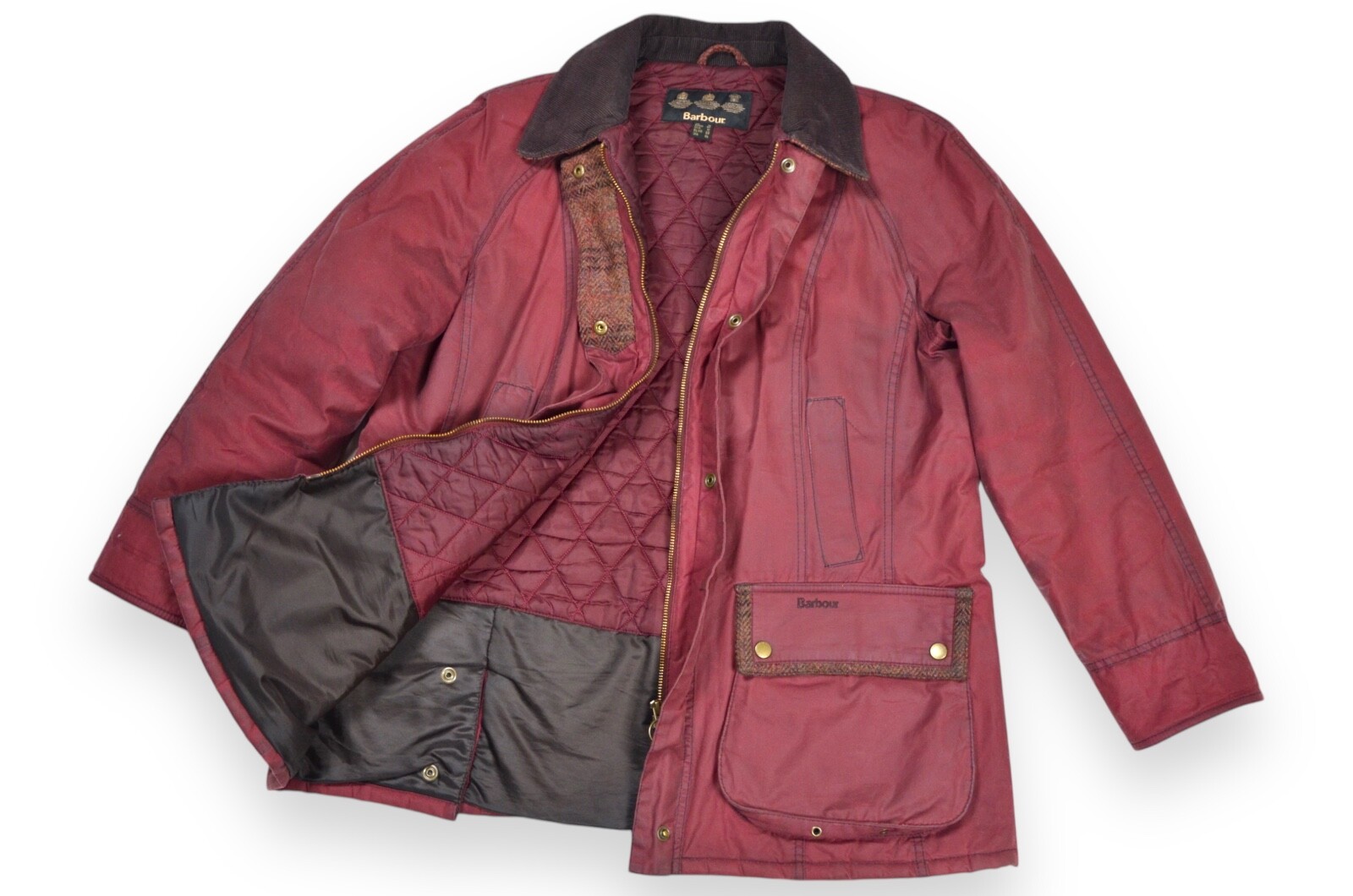 Women's Barbour Beadnell Waddesdon Jacket Wax Cherry England Classic Size 16