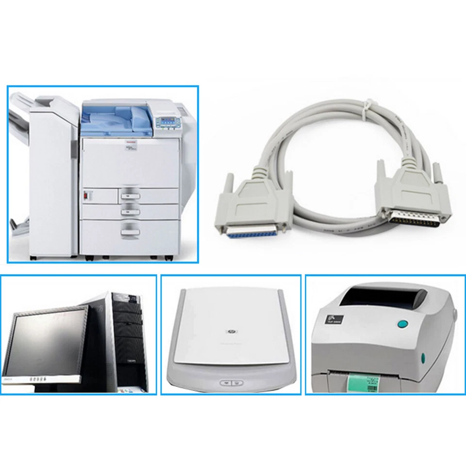 P98C PC Parallel Extension Cable D-Sub 25 Male to Female Printer Lead 3m - Image 4 of 4