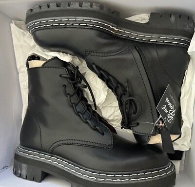 Proenza Schouler Lug Sole Combat Boots Peru Fiba 024, Black