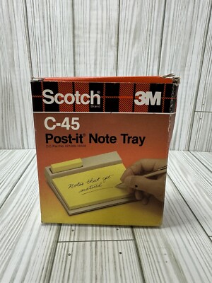 Vintage Sealed Scotch 3M Post-it Note Tray C-45 Desk Organizer 3 x 5'' Open Box