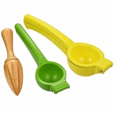 2pcs Metal Manual Lemon Squeezer Fruit Citrus Hand Juicer With Wooden Reamer