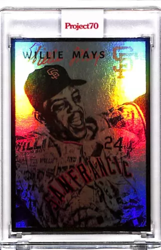 2021 TOPPS PROJECT 70 #741 - WILLIE MAYS BY LAUREN TAYLOR -  RAINBOW FOIL 02/70