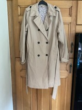 Cath Kidston Womens Coat Cream Uk 16 Double Breasted Belted Mid Length Coat