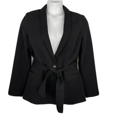 Banana Republic Womens Black Single Button Stretch Blazer w/ Tie Belt Sz 10 NWT