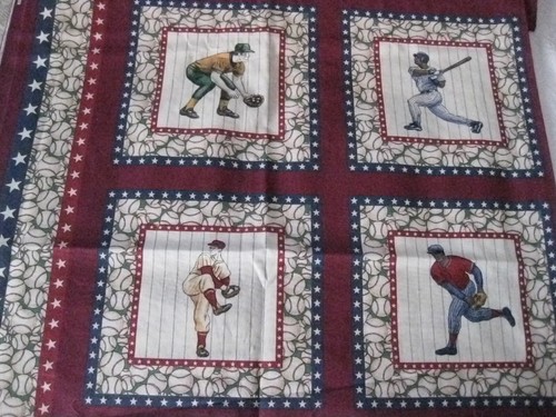 Pelota Base Jugador de Béisbol Equipo Deportivo Tela Algodón 35X22" Panel Primavera De Colección - Imagen 2 de 3