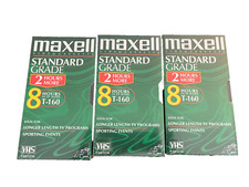  Lot of 3 Maxell Video Cassette NEW  SEALED Standard Grade 8hr T-160