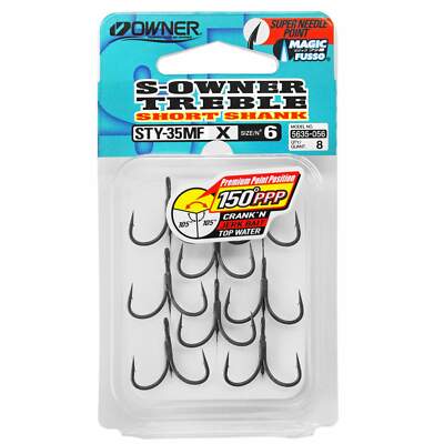 Owner ST-35 Drillinge Short Shank Wide Gap Black Chrome Gr. 6-1 Angelhaken