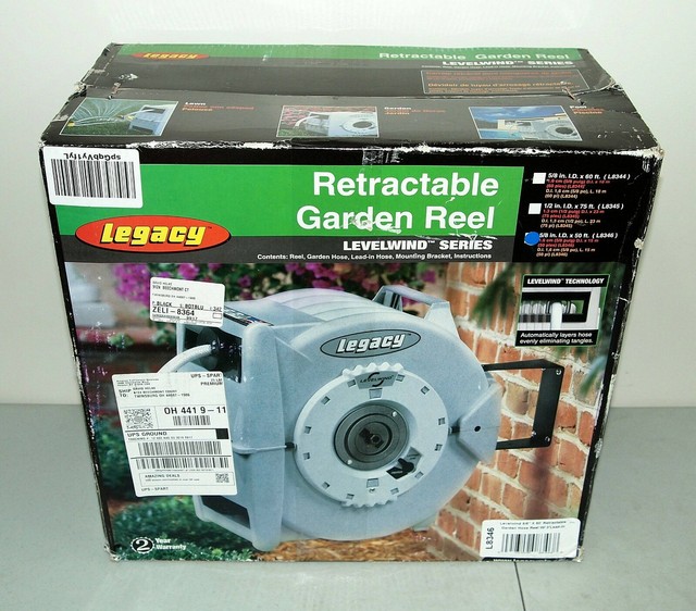 New!! LEGACY #L8346 5/8 in. x 50 ft "Levelwind" Retractable GARDEN HOSE REEL | eBay