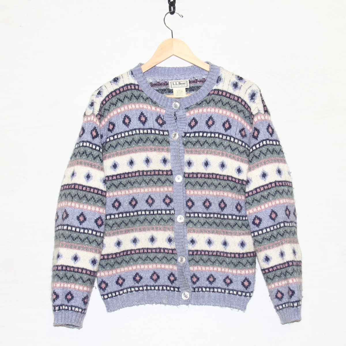 Vintage LL Bean Mohair Knit Cardigan Sweater Womens Size Medium