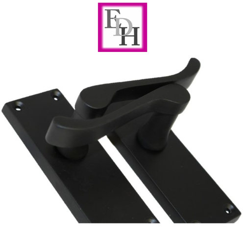 Matt Black Victorian Scroll Door Handle Lever Latch, Including Tubular Latch.j - Picture 10 of 17