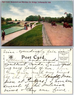 Fall Creek Boulevard Meridian Street Bridge Indianapolis IN Postcard