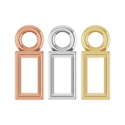 10K 14K 18K Gold, Platinum & Silver 4x2 mm Straight Baguette Bezel-Set Dangle