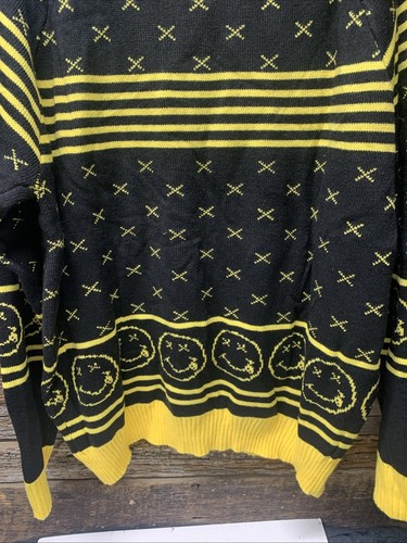 Nirvana Strickpullover gelb & schwarz Kurt Cobain Grunge Smile Face The 13th - Bild 9 von 11