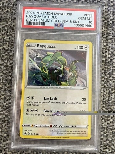2024 POKEMON BLACK STAR PROMOS COSMOS HOLO SWSH029 RAYQUAZA PSA 10 MINT RARE 📈