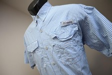 Columbia PFG Vented Fishing Shirt Omni-Shade Plaid Short Sleeve Mens Sz Small