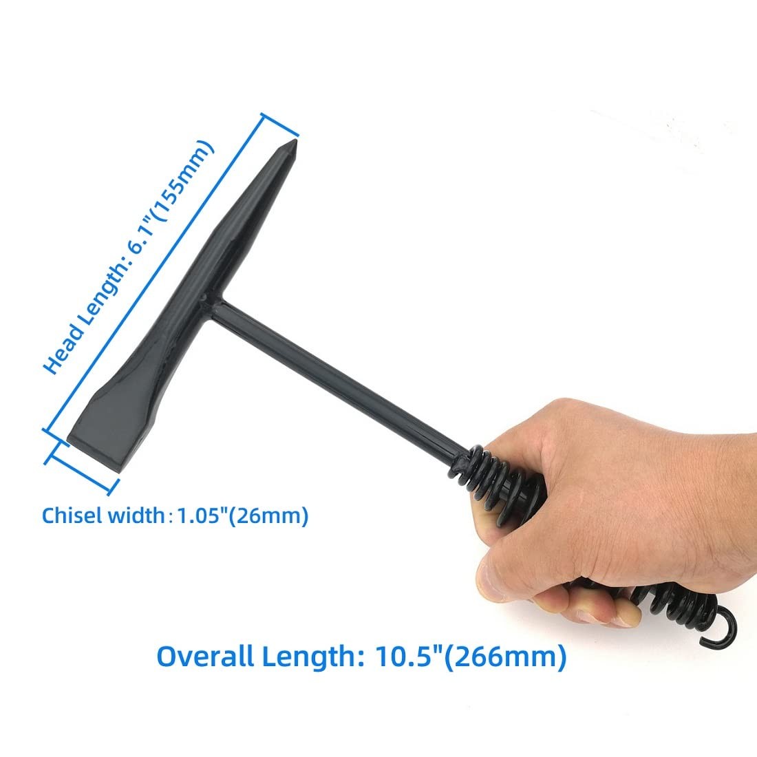 VASTOOLS Welding Chipping Hammer 10.5" Cone Chisel Coil Spring Handle + Wire Bru