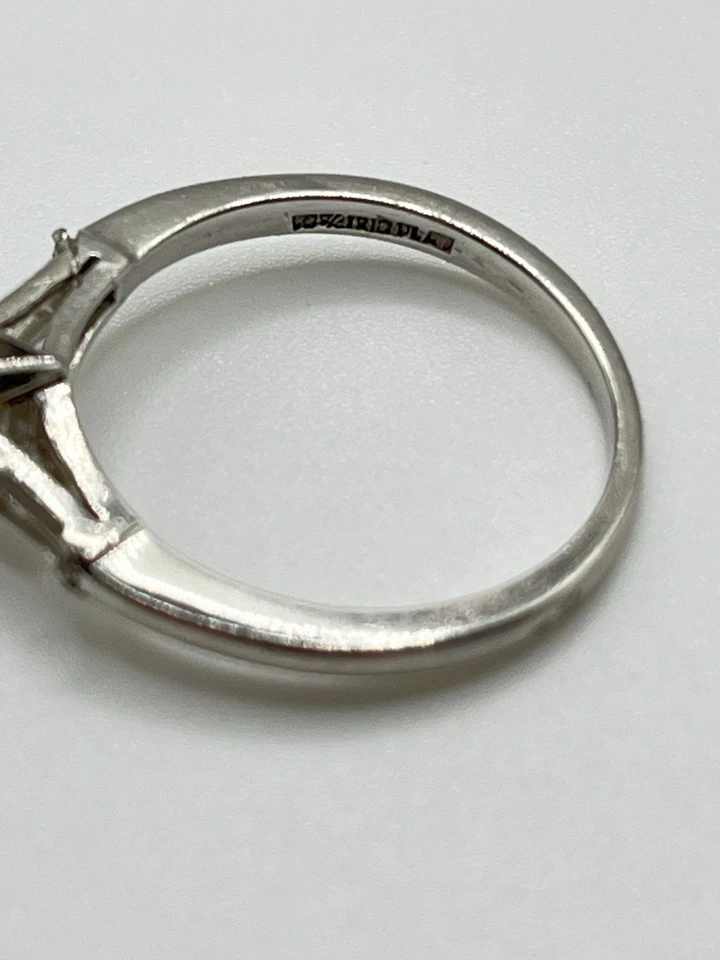 3 Stone Platinum Emerald Cut Diamond Semi-Mount Engagement Ring Setting Sz 6.5 - Image 3 of 4