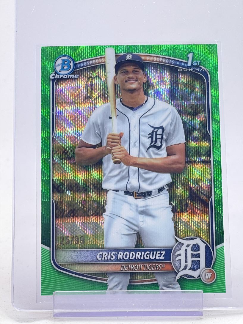 CRIS RODRIGUEZ 2025 BOWMAN CHROME 1ST GREEN WAVE TIGERS /99 Q4871