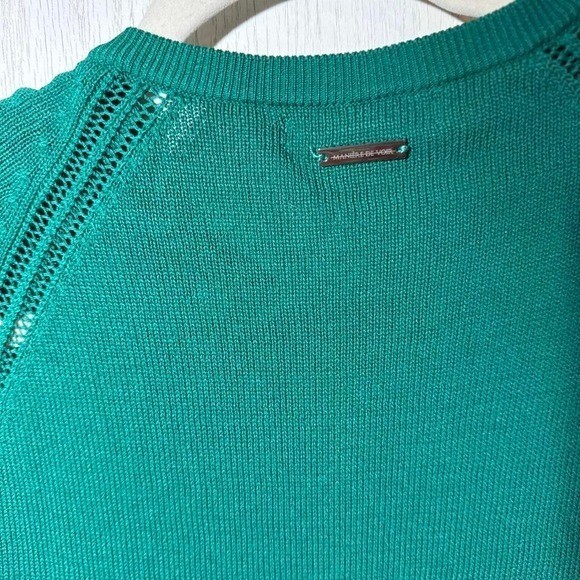 Maniere De Voir Emerald Green Pointelle Knit Zip Front Bodycon Jumpsuit Size M image 5