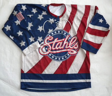 Stahls Patriotic Red White & Blue Power Play for Heroes Hockey Jersey L