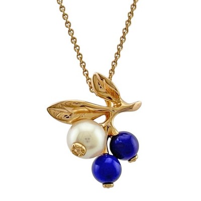 MIKIMOTO Halskette K18 Rotgold Akoya Perle Lapislazuli 2WEGE Brosche gebraucht
