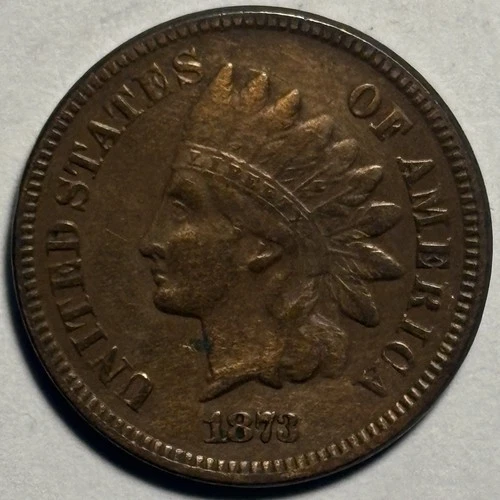 1873 Indian Head Cent, Open 3 — VF Condition
