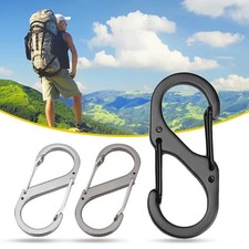 5 Pcs S Shape Black/Colour/Chrome Carabiner Keyring Clip Dual Open S/M/L UK SELL