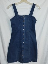 Blue Denim Button-Down Mini Dress Sleeveless Size Small