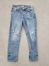 H M Divided Boyfriend Jeans Women 4 Light Wash Distressed Low Waist Denim