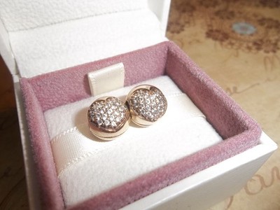 Original Authentisch Pandora 14kt Gold Pave Herz Clip Charms PAAR 750832CZ