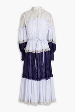 ZIMMERMANN Buttoned Patchwork Crepon Midi Shirt Dress | Size 0 AU 8 UK 8 US 8