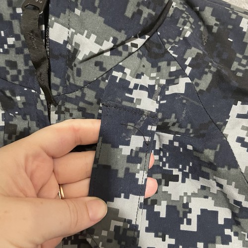 US Navy Military Jacket Hooded Parka Blue Gray Digital Camo Waterproof XS Short - Bild 5 von 14