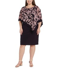 R & M Richards Womens Floral Print Sheath Dress, Purple, Plus Size, 22W
