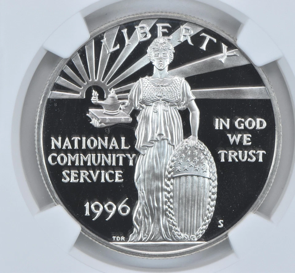1996-S Community Service Commemorative Silver Dollar Proof 9.9 UCAM NGC X *7690 - Image 3 of 4