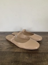 J. Crew Patent Leather Mary Jane Mule Flats Nude Pink Rhinestone Buckle Sz 8.5