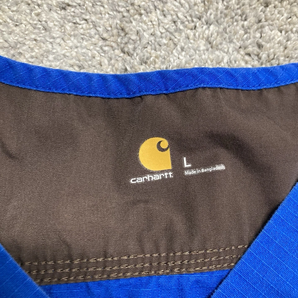 LOT Carhartt Scrub Tops Men’s Large Royal Blue Shirts Nurse Medical (SET OF 3) - Image 2 of 4