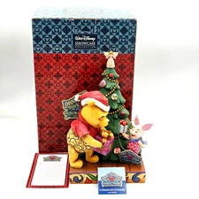 Disney Jim Shore Pooh and Piglet Christmas Gift of Friendship 2007 Figurine Box