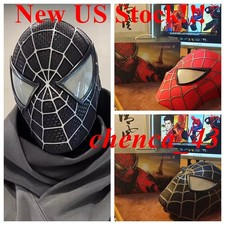 US  Tobey Maguire Spider-man Helmet Cosplay Costume 3D Mask Prop Birthday Gift