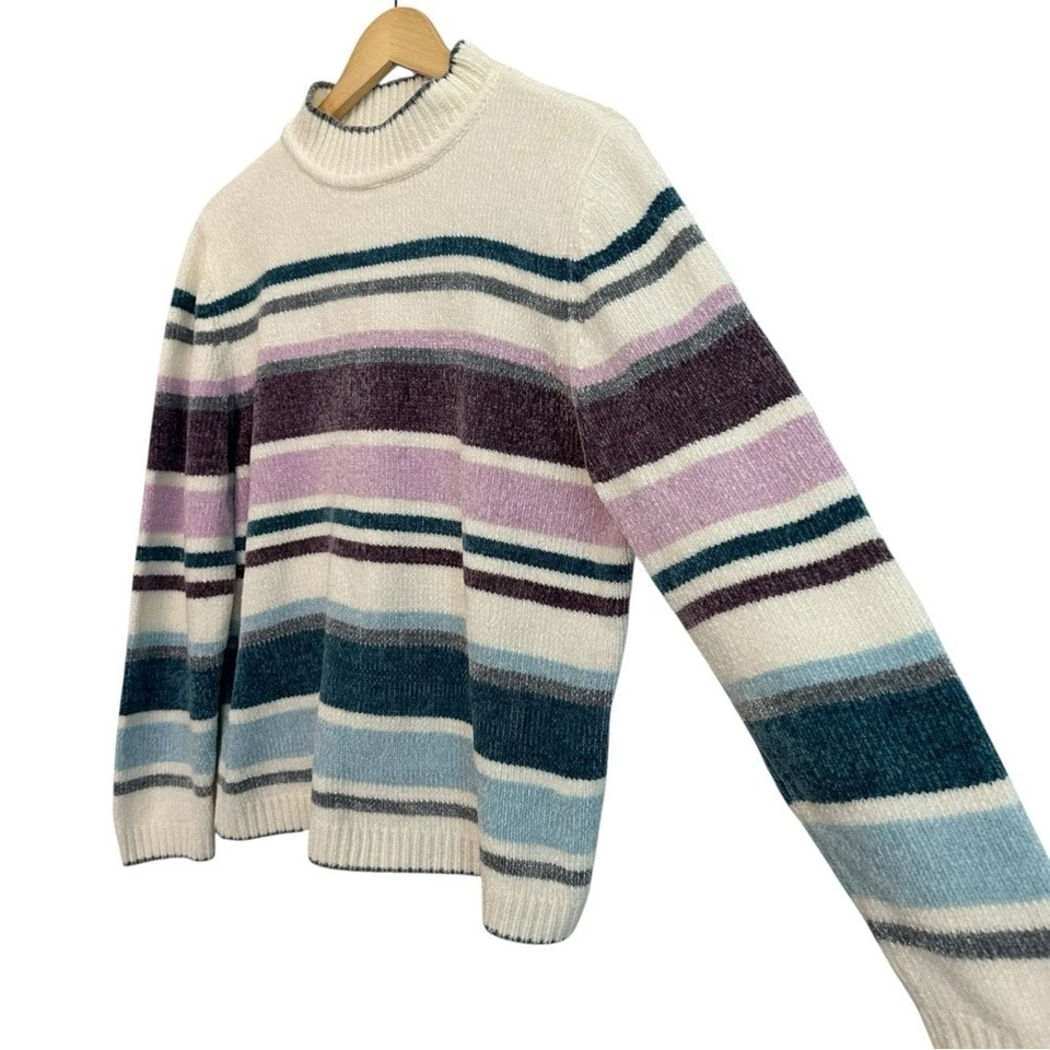 Suéter Preppy Para Mujer Medio Apretado Tejido Rayas Cómodo Informal Cuadrado Cuello Redondo Foto 3 de 4