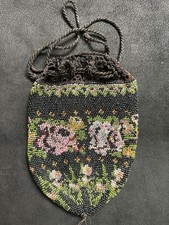 Antique Victorian Beaded Drawstring Bag