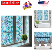 Decorative Stained Glass Film - Static Cling, Privacy Sticker, 17.5x78.7 Inches