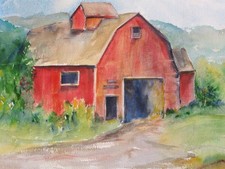 Barn Drawing/Watercolor - Amish - Mennonite - Farm - Farmer