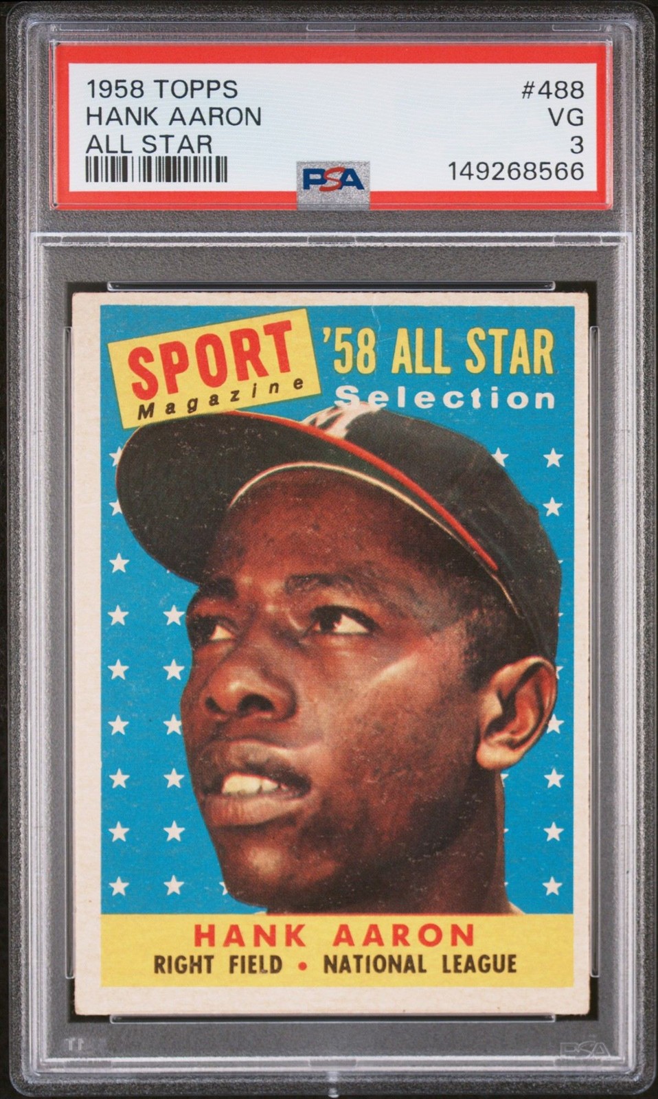 Hank Aaron 1958 Topps All Star PSA 3 #488 Milwaukee Braves