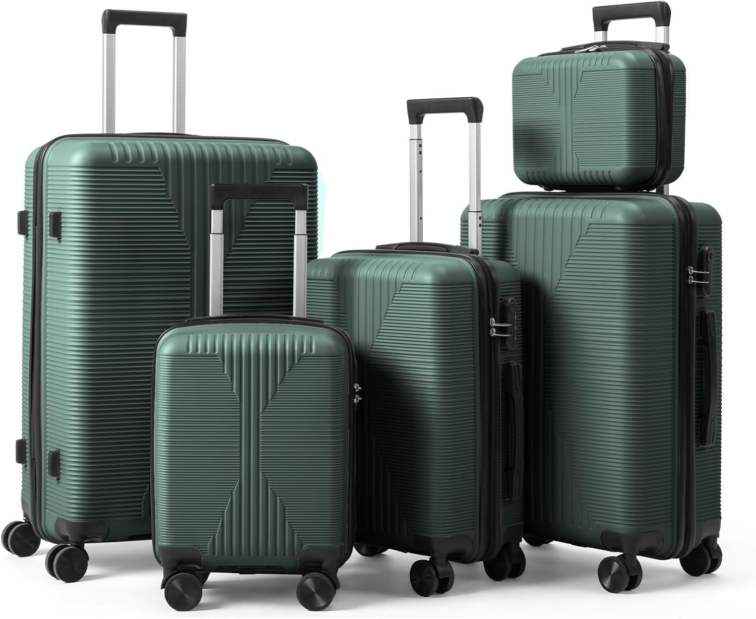 Luggage Sets 5 Piece,PP Hard Case Suitcase Set w/Spinner Wheels(12/16/20/24/28")
