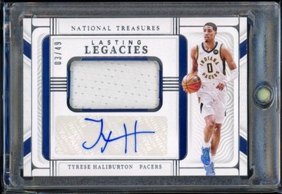 Tyrese Haliburton 2021-22 National Treasures Game Used Jersey Patch Auto /49