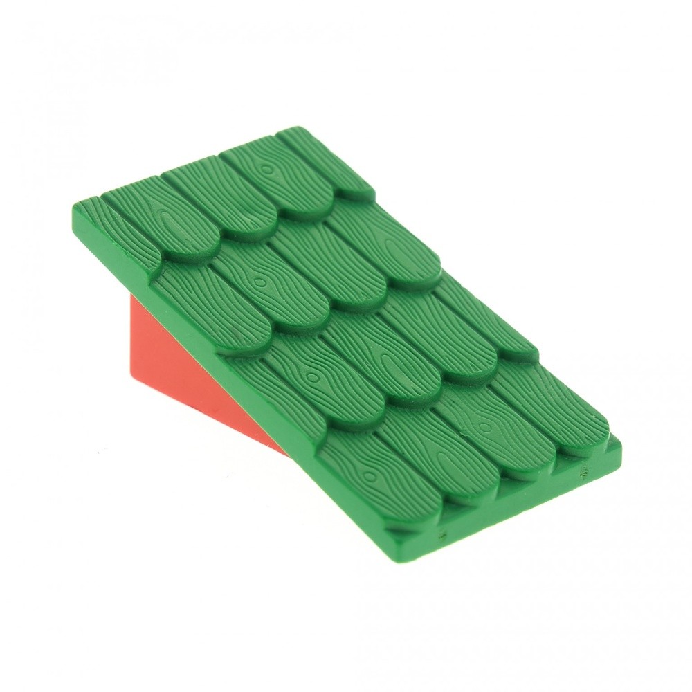 1x Lego Fabuland Roof 4x6x2 Green Wall Red 6x2 without Chimney Hole 4323 787c02