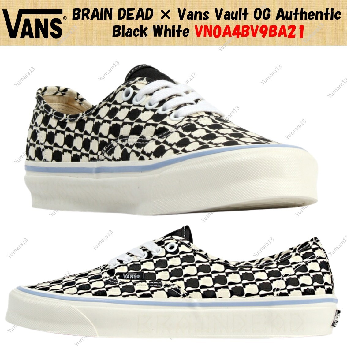 BRAIN DEAD × Vans Vault OG Authentic Black White VN0A4BV9BA21