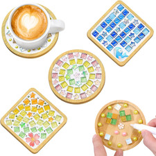 UXORSN 4 Sets DIY Mosaic Tiles for Crafts Mixed Color Mosaic Pieces with Bamboo