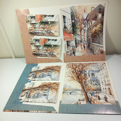 Vintage Schreibpapier und Umschläge Sets x 2 Days Gone By & Main Street Kunstdruck